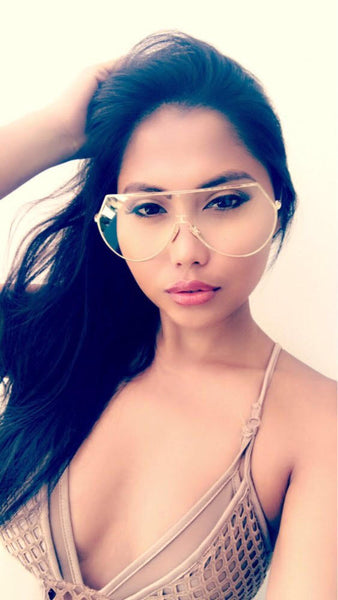 Clear "Lena" Gold Aviators - The Glitzy Shop