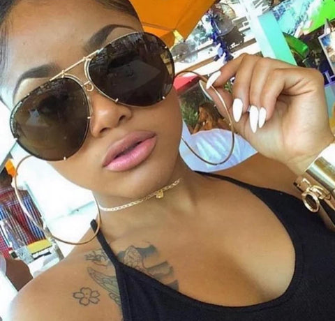 "Almost Famous" Aviators Brown - The Glitzy Shop