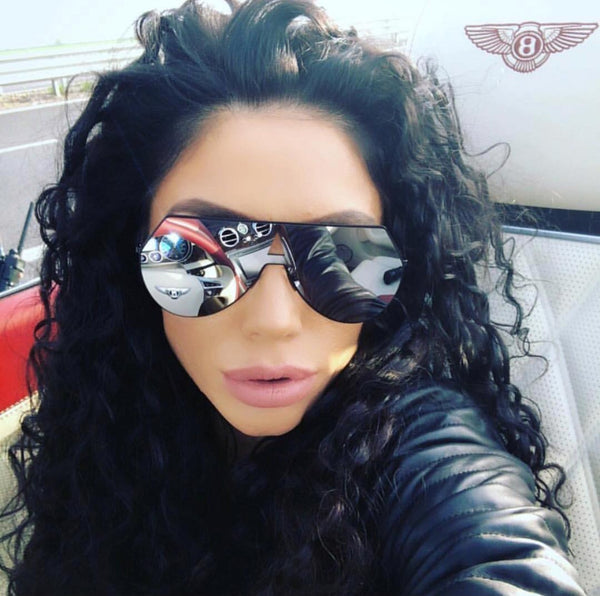 Black Mirrored "Lena" Aviators - The Glitzy Shop