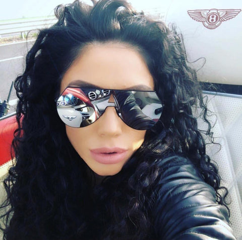 Black Mirrored "Lena" Aviators - The Glitzy Shop