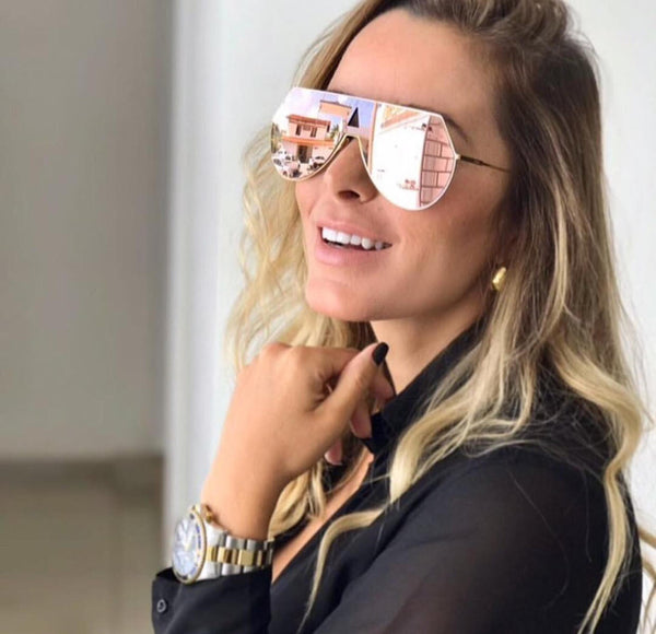 Rose Mirrored "Lena" Aviators - The Glitzy Shop