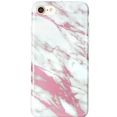 White Marble Chrome Case-Pink - The Glitzy Shop
