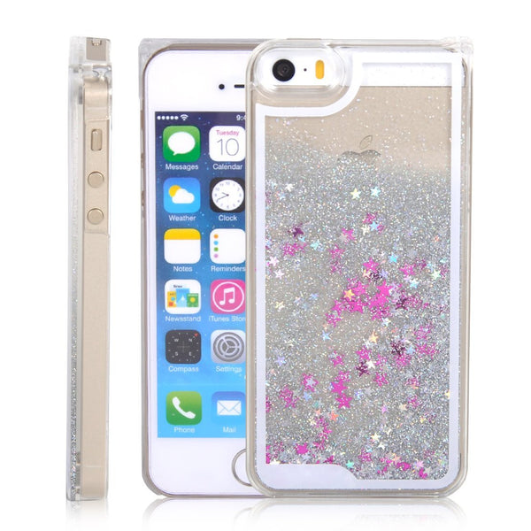 Silver falling stars liquid case-Iphone & Samsung - The Glitzy Shop